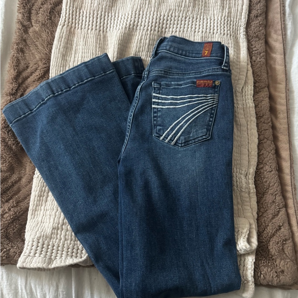 7 For All Mankind Women's Dark Blue Boot Cut Jeans